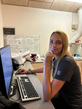Dyrlæge ved computer